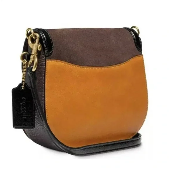 Coach Kat Saddle Bag 20 Colorblock Saffron Multi - Picture 2 of 9